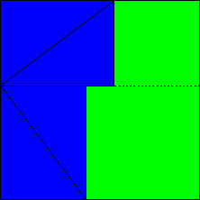 four triangles arranged as two rectangles within sum-square, delimiting one of each side-square