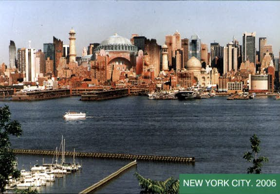 New York sky-line with prominent mosques